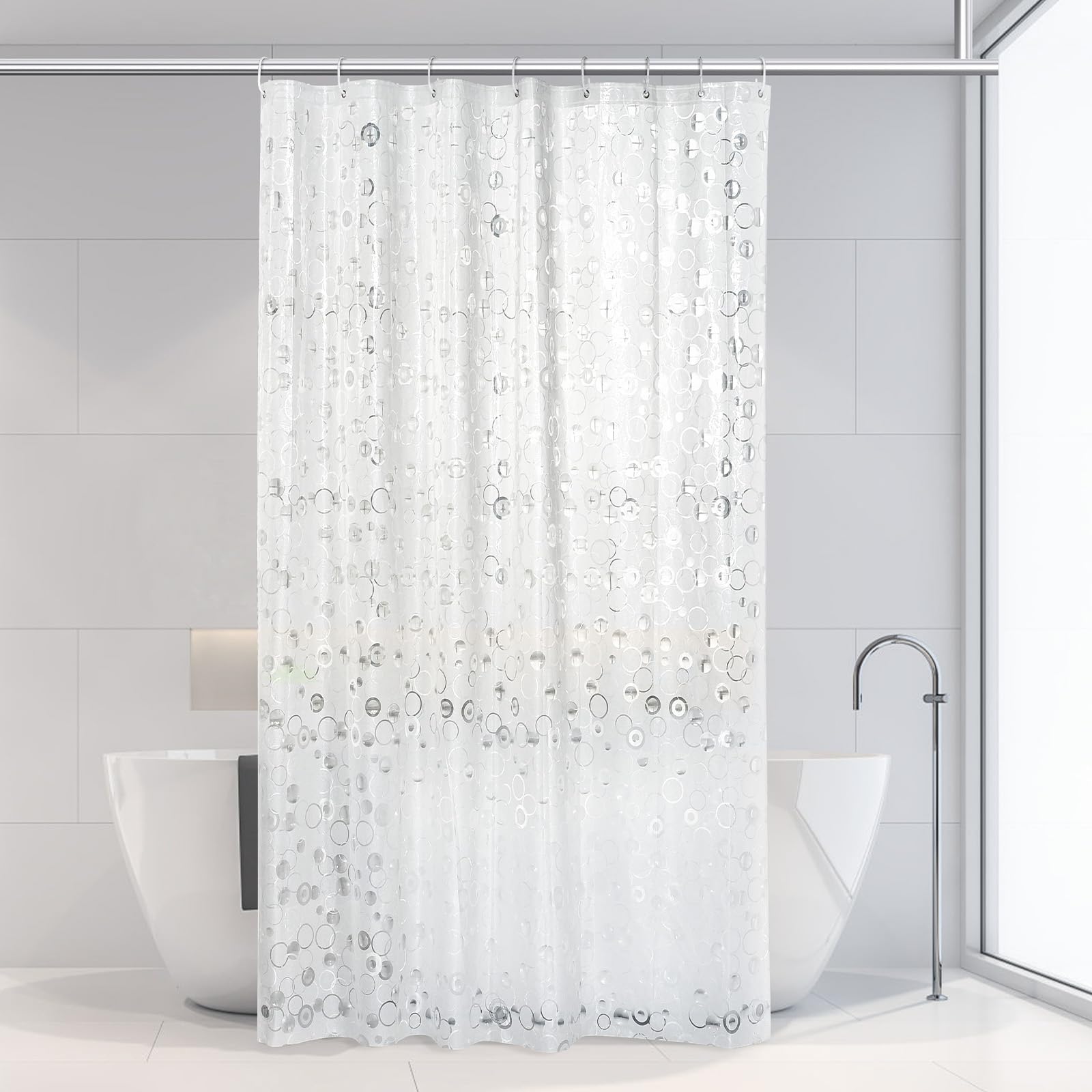 OTraki Cortina de ducha de 120 x 200 cm, antimoho, lavable, cortina de ducha con imán, transparente, de EVA, para bañera, resistente al agua, para baño, cortina de ducha para familia