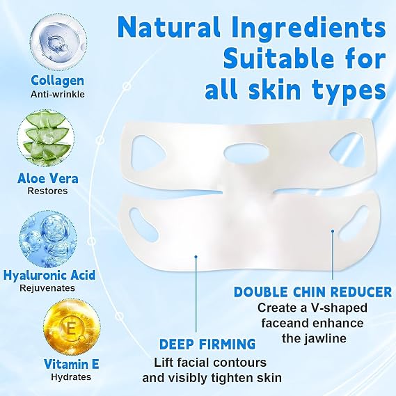 5pcs Chinology Double Chin Lifting Mask, Double Chin Reducer for Women, V Line Face Sculpting Mask, Firming & Tightening Beauty Sleep Mask for Jawline Care (A)