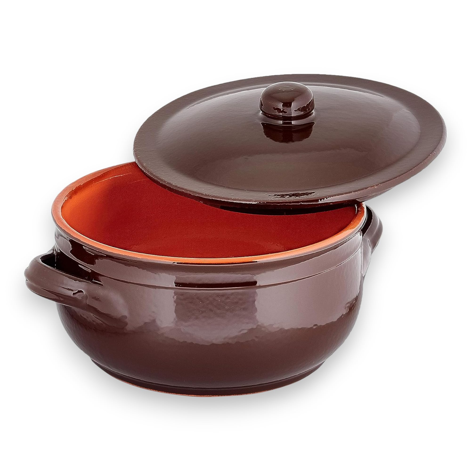 Tegame ciotola in terracotta con rivestimento ceramico per tutti i tipi di cotture Brunella - 35 cm