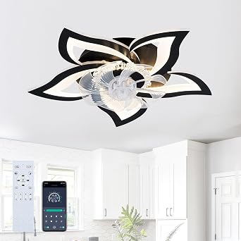24" Low Profile Ceiling Fan with Lights Remote Control, 5-Blade Matte Black Flush Mount, 6 Speeds 3CCT Dimmable LED, Reversible Quiet Motor for Kitchen Bedroom Living Room 150-300 sq ft