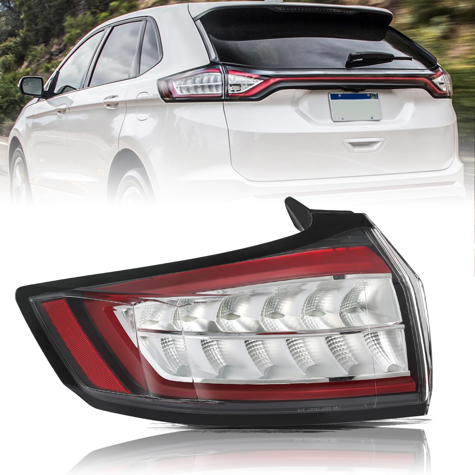 Aosky LED Tail Light Assembly w/o DRL Compatible with 2015-2018 Ford Edge