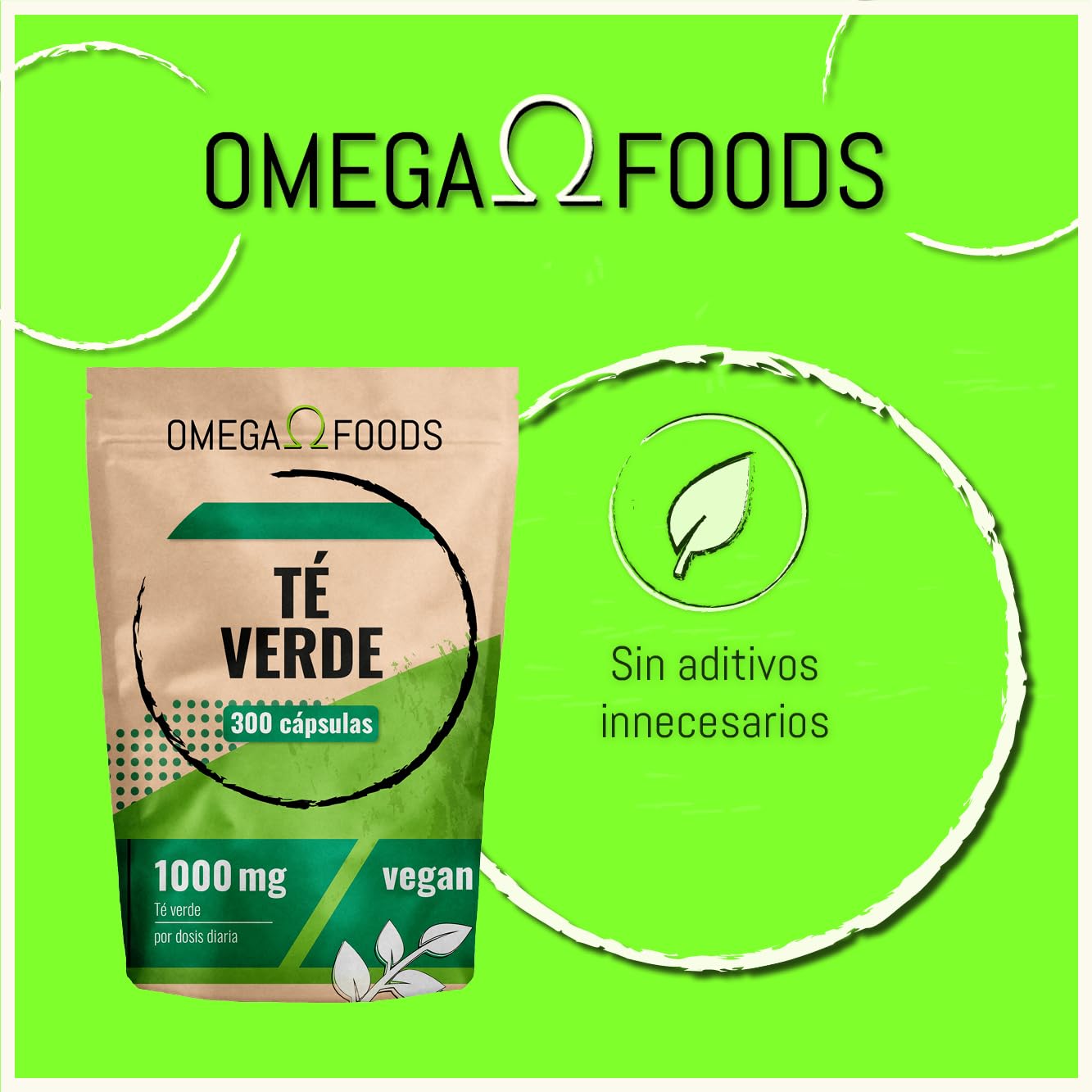 Cápsulas de té verde – 300 cápsulas de extracto de té verde altamente dosificado – 1 000 mg por dosis diaria – Extracto de téverde