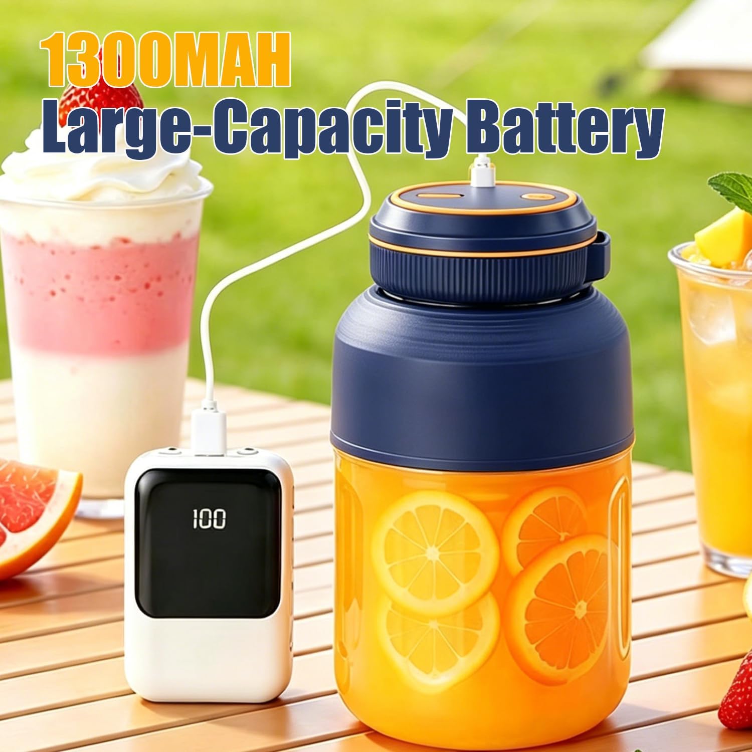 Wireless Juicer Cup, 44OZ Personal Smoothie Blender, Rechargeable Portable Blender Cordless with 38 Blades, BPA-Free Cup, Leakproof Lid, Mini Mixer for Kitchen, Office, Gym thumbnail