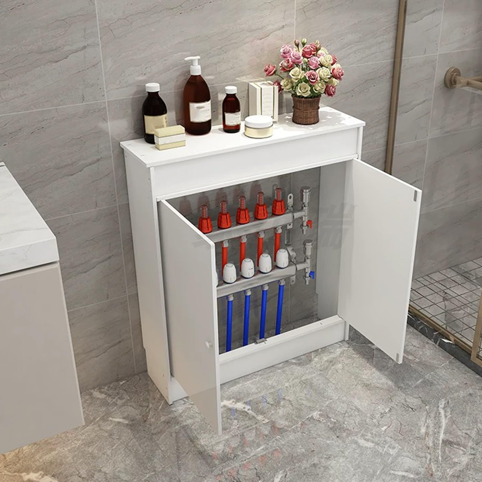 Moderno diseño de 2 puertas para radiador con asas para sala de estar, dormitorio y cocina, calefacción del hogar (60 x 60 x 20 cm)