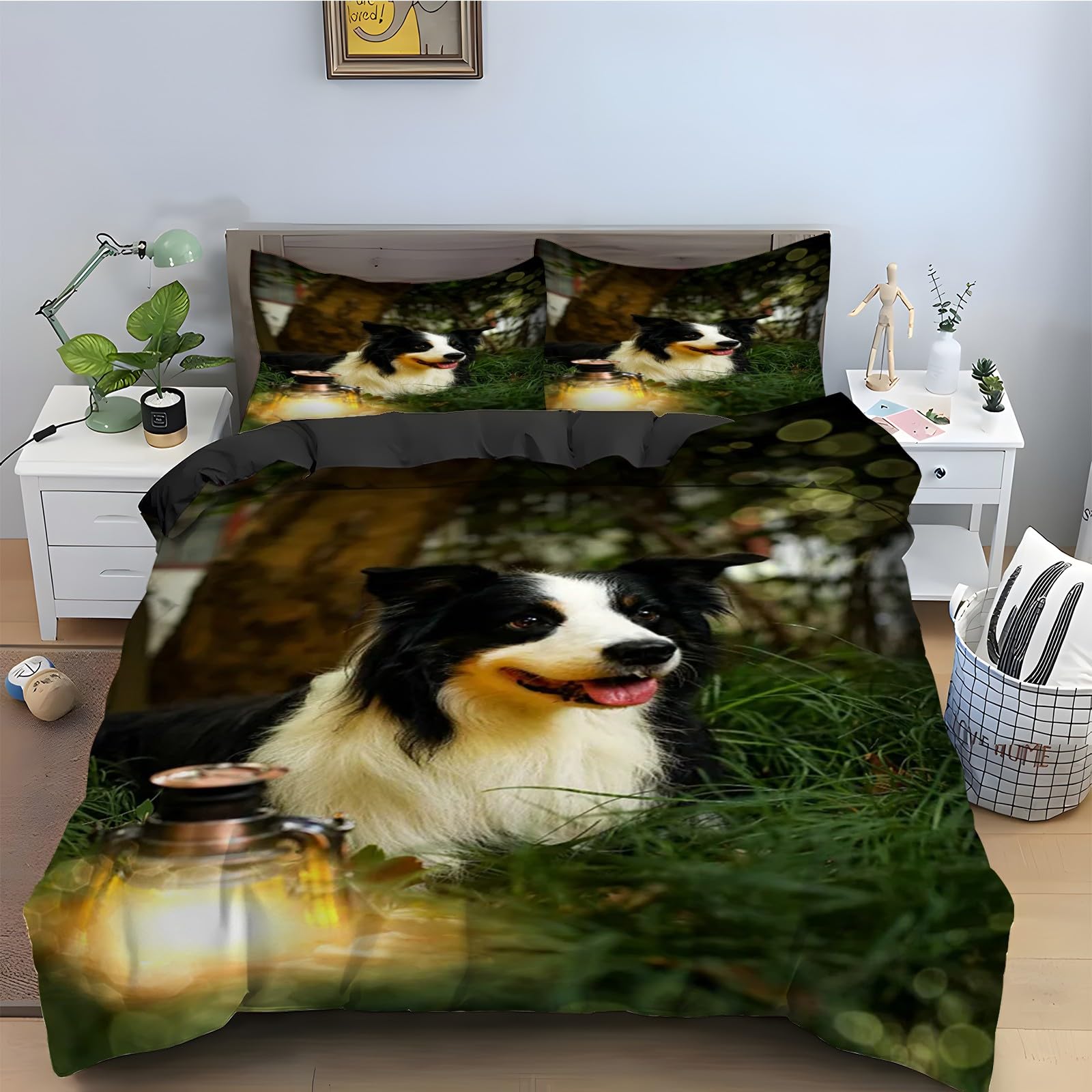 Parure de lit chiot housse de couette 240 x 260 cm microfibre infroissable