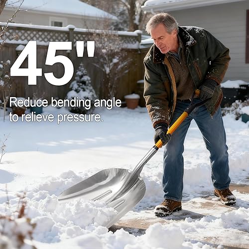 Miniatura 5 de VNIMTI Pala de nieve de aluminio con mango en D, pala de nieve de metal para entrada, 45 pulgadas, 3.7 libras, pala de transferencia para