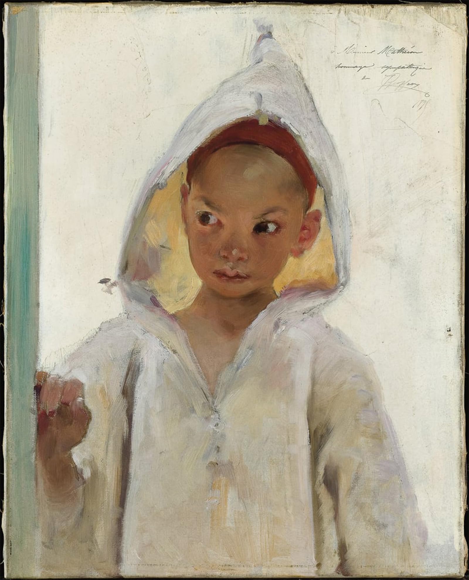 SERENDIPITP Vintage Wall Art Canvas Nordic Poster Canvas Print Picture Portrait of a Young Boy Wearing a Burnous by Henri Jules Jean Geoffroy Wall Art Poster for Home Decor 60x90cm