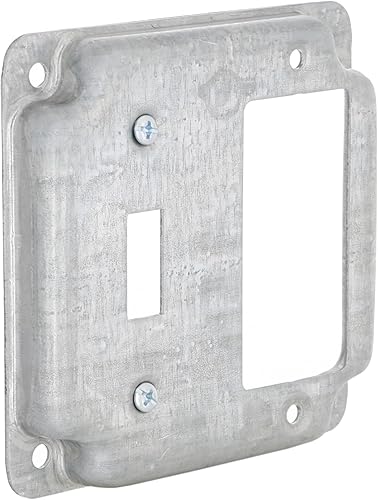Vista 25 de Hubbell-Raco 902C 1 receptáculo dúplex de 4 pulgadas, cubierta cuadrada de trabajo expuesta, color plateado