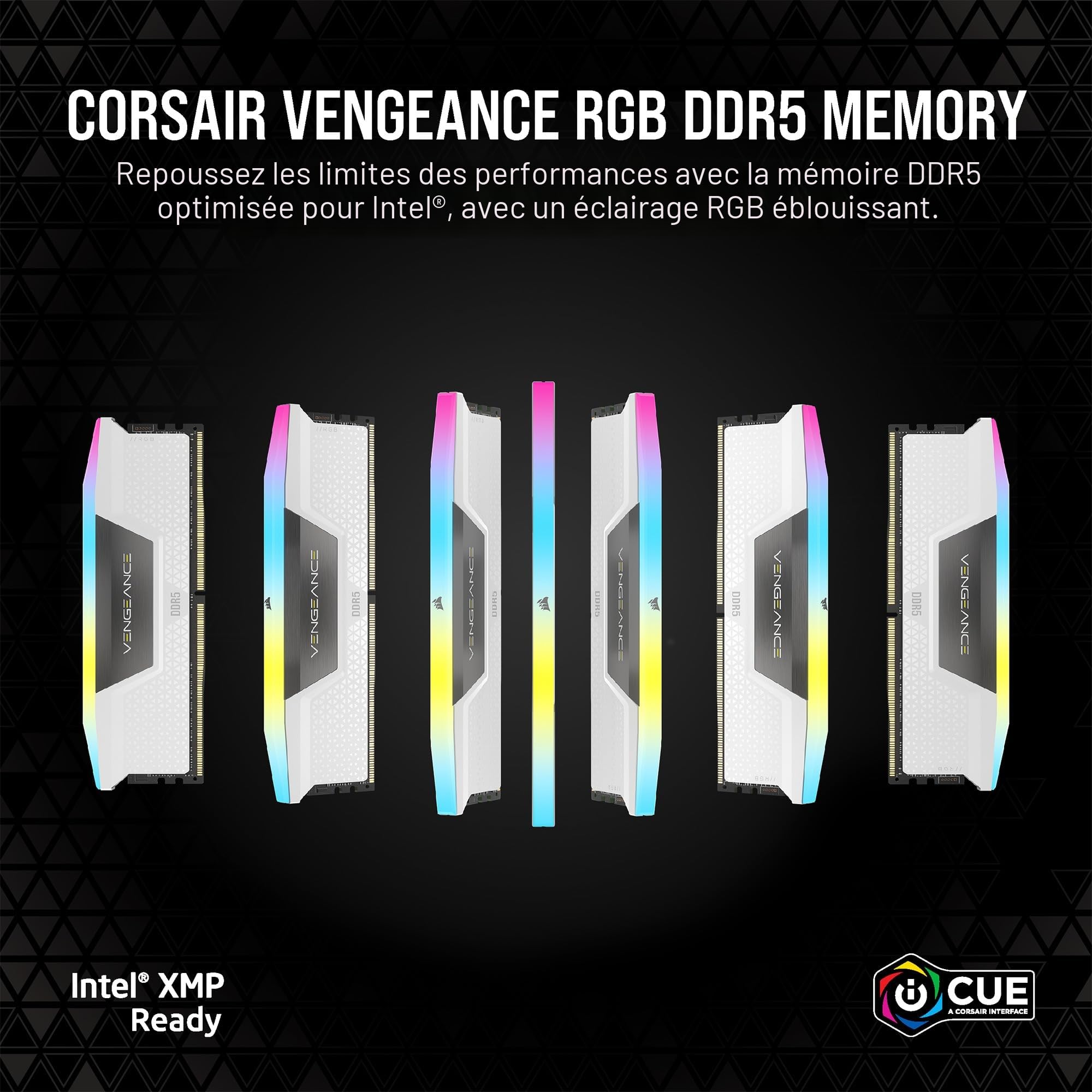 CORSAIR Vengeance RGB DDR5 64Go (2 x 32Go) Jusqu'à 6000MHz Intel RAM