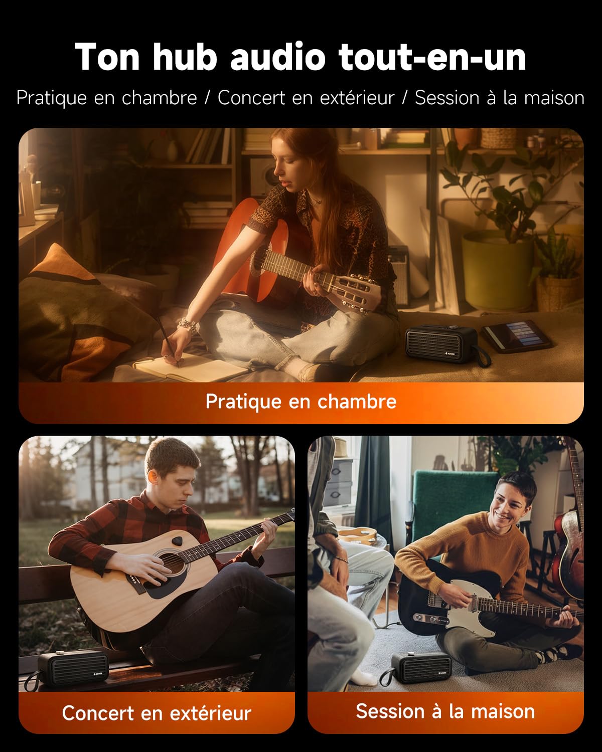 Donner Go Ampli Guitare électrique Mini 25W, ampli Portable avec contrôle par app Intelligente, Charge Type-C, Double entrée Bluetooth et AUX pour Pratique Quotidienne