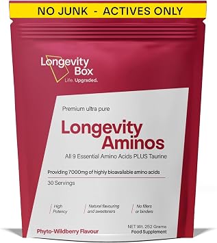 Essential Amino Acids Powder 7000mg   Full-Spectrum BCAA & EAA Complex with Taurine   Vegan Amino Blend   Wildberry Flavour   30 Servings   3rd Party Tested, 98% Pure