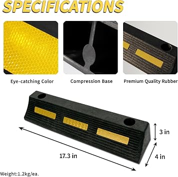 1 Pc 3 H Parking Stopper for Garage Parking Aid Heavy Duty Rubber Wheel Stops Durable High-Visibility Tire Blocks Parking Aid Gadgets Tire Stops for Cars Trucks RVs with Bolt Installation
