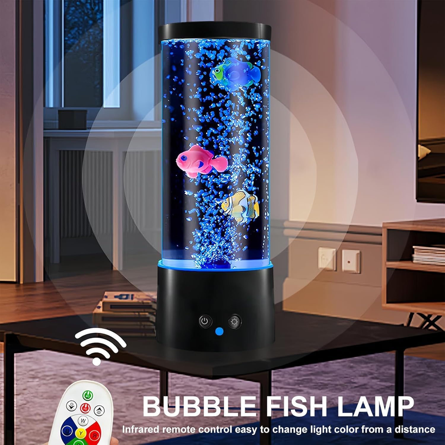 GWEUZMAL - Lámpara de pez de burbujas que cambia de color, 17 colores ajustables, decoración de luz de estado de ánimo para aliviar el estrés, adecuada para adultos y niños, decoración de oficina en 6