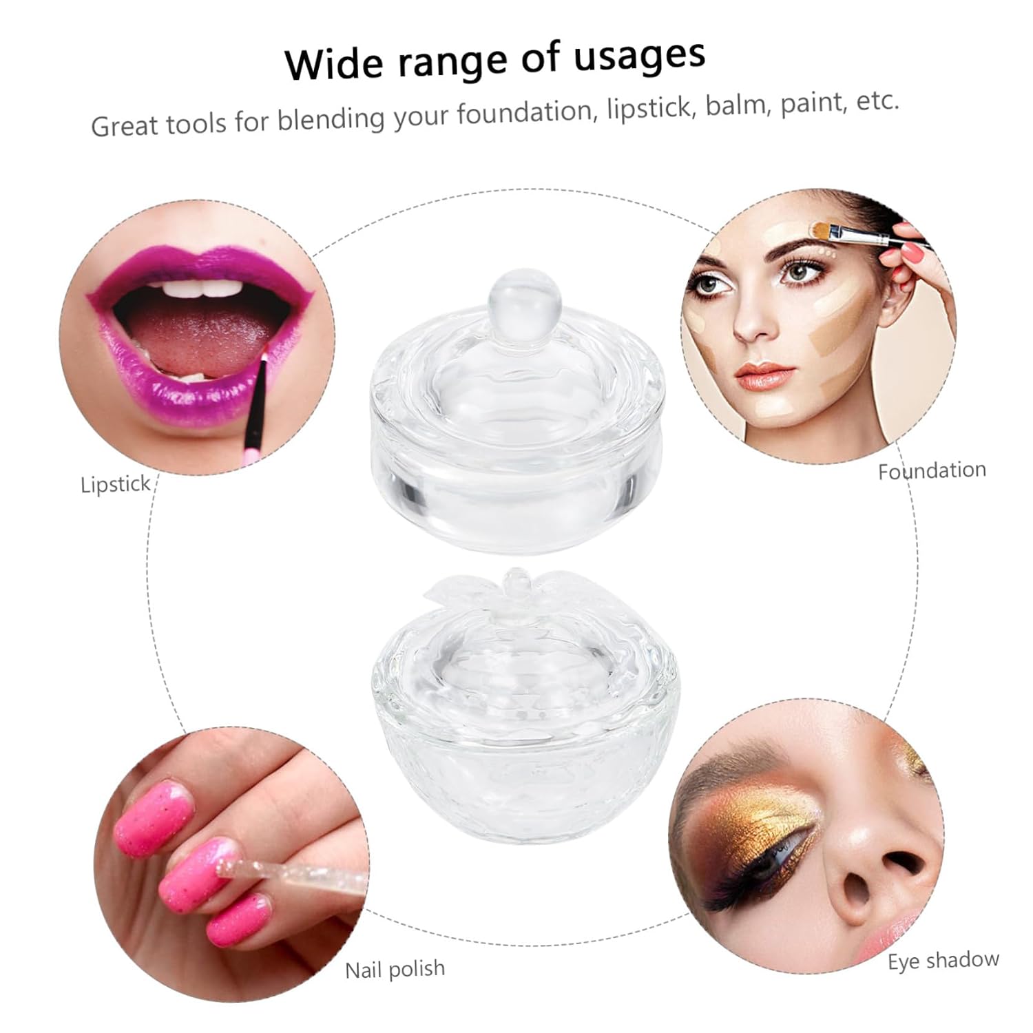 6pcs Nail Art Crystal Glass Cup Container Lid for Nail Supplies High Borosilicate Glass for Manicure Home and Salon Use Easy to Operate