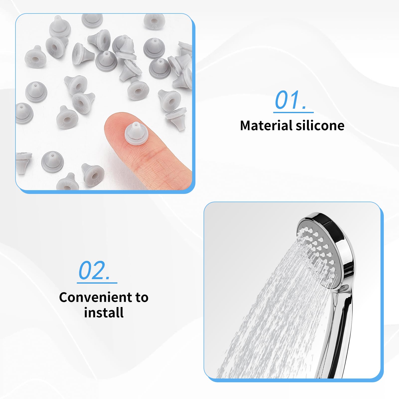 100 Stück Silikon-Duschkopfdüsen Ersatz – Universell Für 4 Mm Öffnungen, Wasserabweisend & Einfach Zu Reinigen