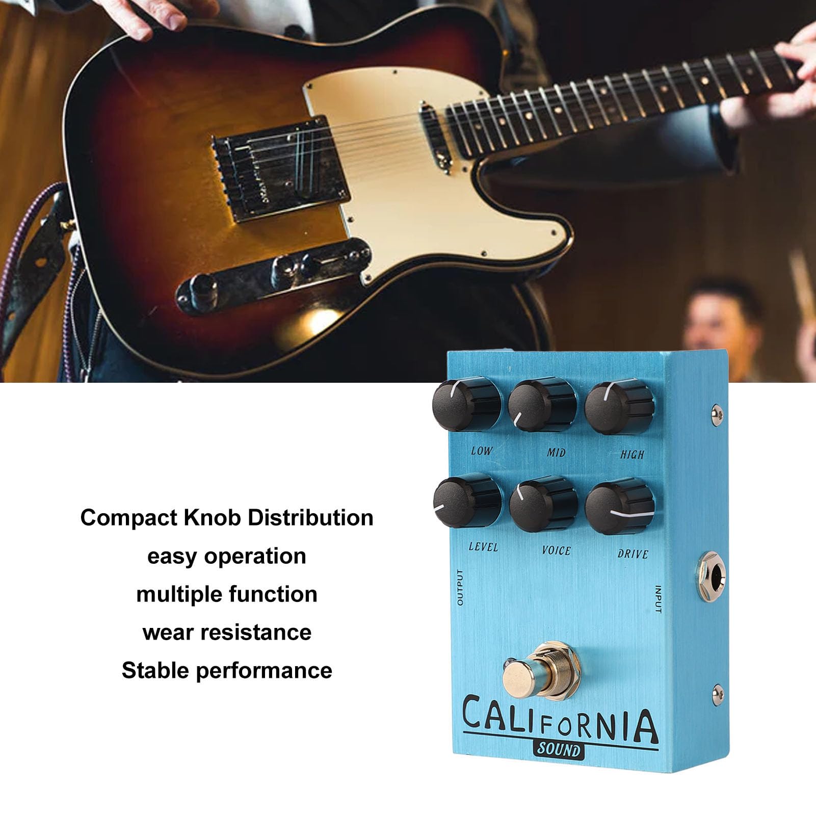 Pedale di Distorsione, Pedale per Effetti per Chitarra Elettrica, Dimensioni Adatte, Layout Compatto della Manopola con Funzioni Multiple per Performance di Chitarra (AN 32