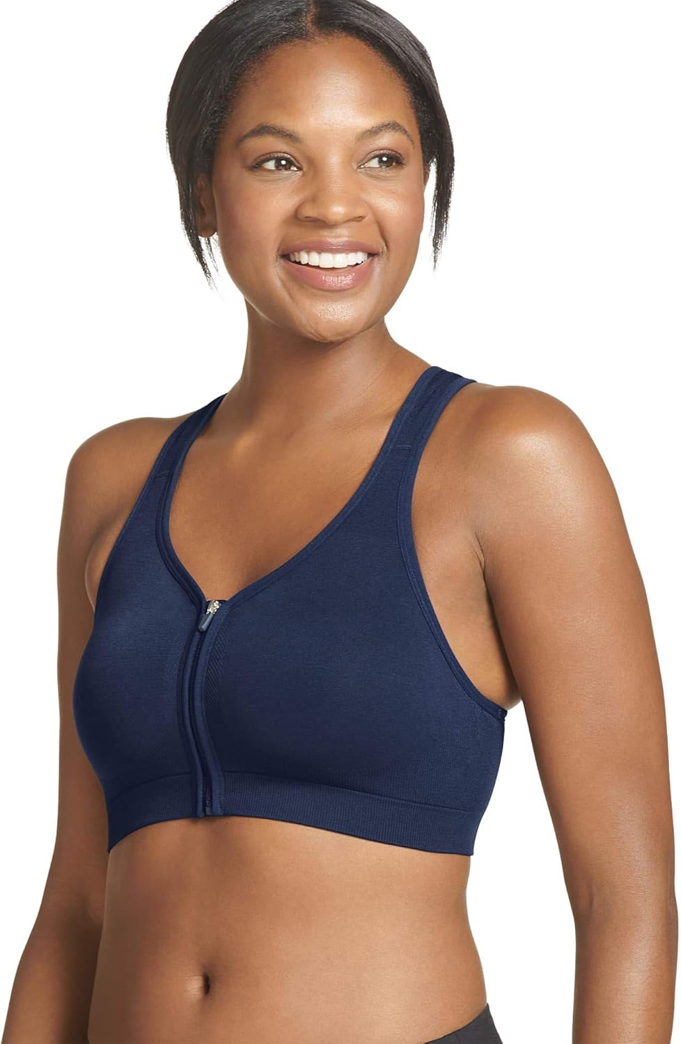 Jockey Women's Mid Impact Zip Front Sports Bra