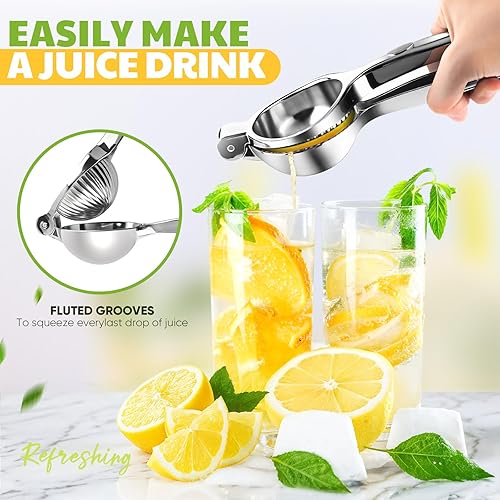 Miniatura 3 de Exprimidor de limón grande, exprimidor de limón de acero inoxidable, exprimidor manual de cítricos de alta resistencia, herramientas de cocina,