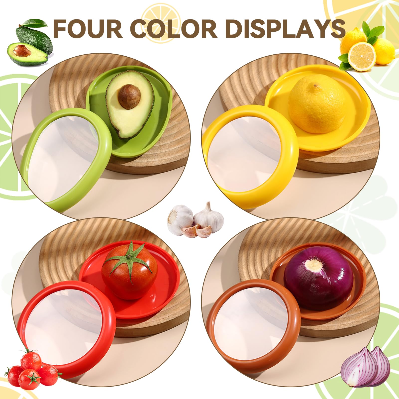 YEJAHY Lot De 2 économiseurs De Fruits Et Légumes, Conteneurs De Stockage Réutilisables Pour Légumes Keep Fresh (jaune, Rouge