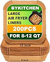 Vista 11 de BYKITCHEN 300 forros de papel desechables para freidora de aire Ninja AF141 5 QT Pro AF181 6.5QT, Cosori Chefman de 6 cuartos de galón y otros 5 a 8