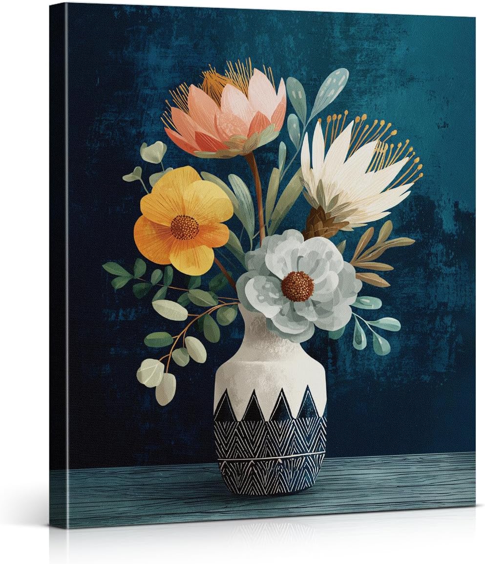 Amazon.com: Modern Floral Vase Wall Art Decor Cute Botanical Flowers ...