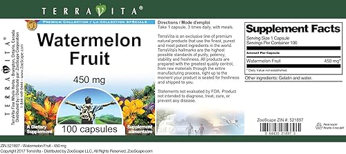 Miniatura 3 de Fruta de sandía - 450 mg (100 Cápsulas, ZIN 521897)