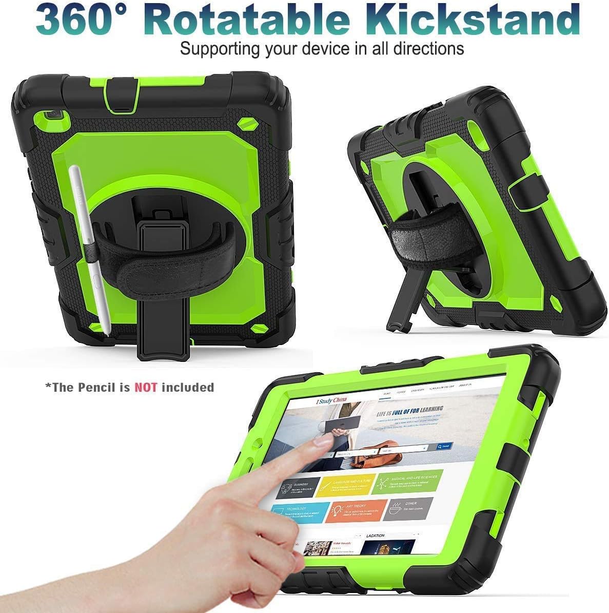 Samsung Galaxy Tab A 8.0 Case 2019 for Kids | Galaxy Tab A 8.0 Case SM-T290/T295/T297 with Kickstand & Screen Protector| Blosomeet Shockproof Protective Cover w/Hand Shoulder Strap | Green