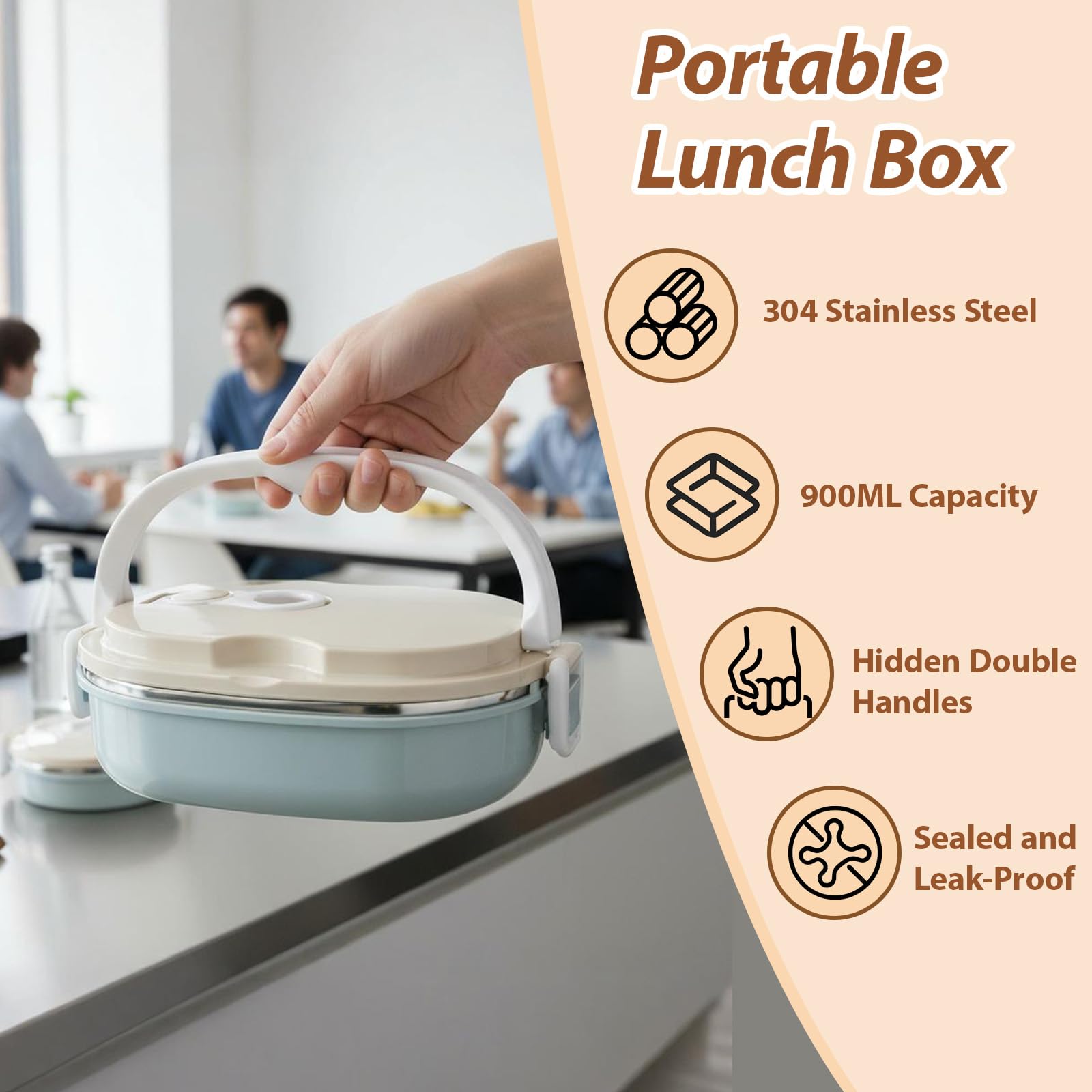 Boîte Repas Isotherme 900ml Acier Inoxydable Boîte à Déjeuner Isotherme URPIZY 900ml - Acier Inoxydable - Pour Bureau, École, Voyage - Conservation 3-4h Repas Travail école