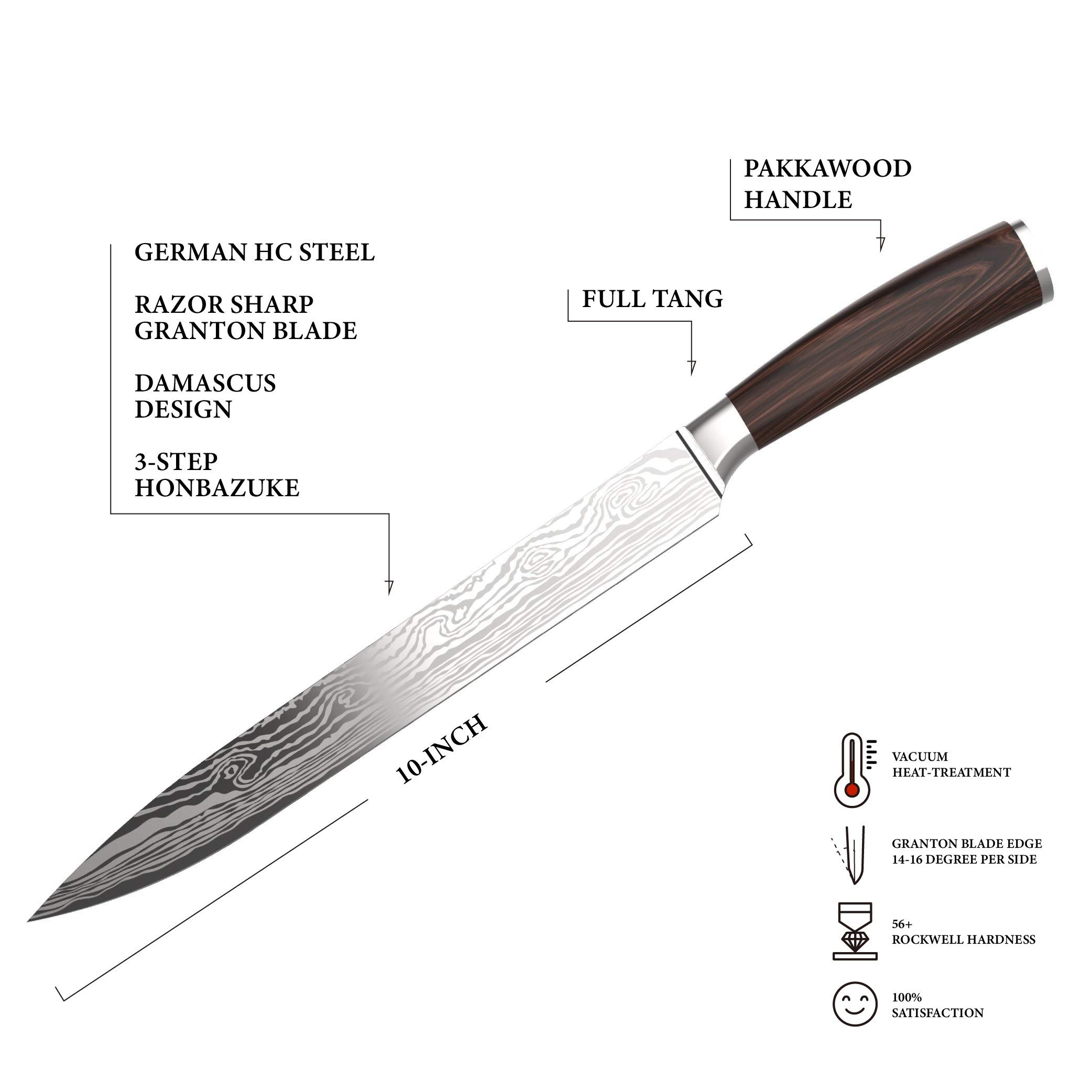 GRANDTIES Damascus Style Slicing Carving Knife with Gift Box, 10 Inch — Amazon image 3