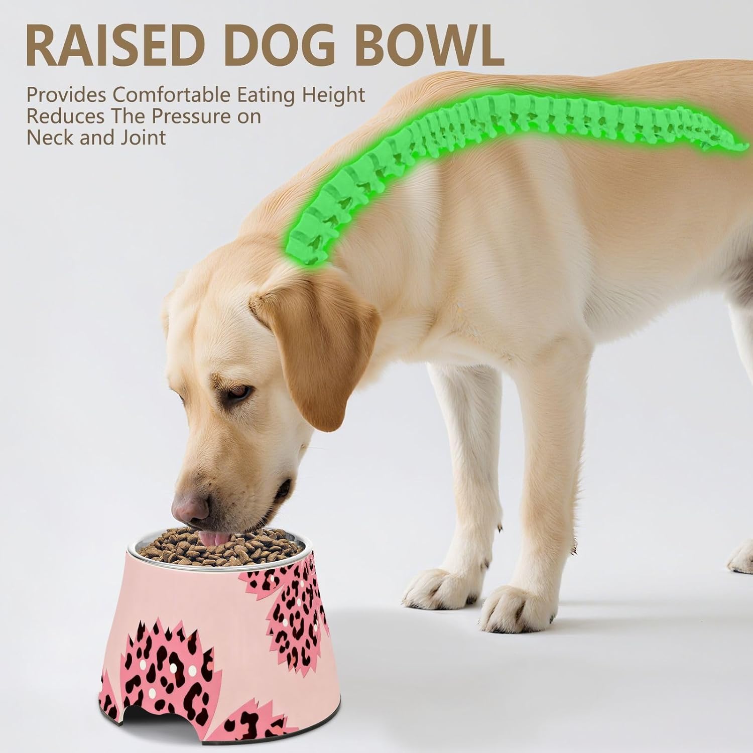 Pink Cherry Blossom Leopard Print Bowl for Pets Non Skid Stainless Steel Pets Basic Bowls for Loving Pet Whisker Relief platos de comida para Gatos