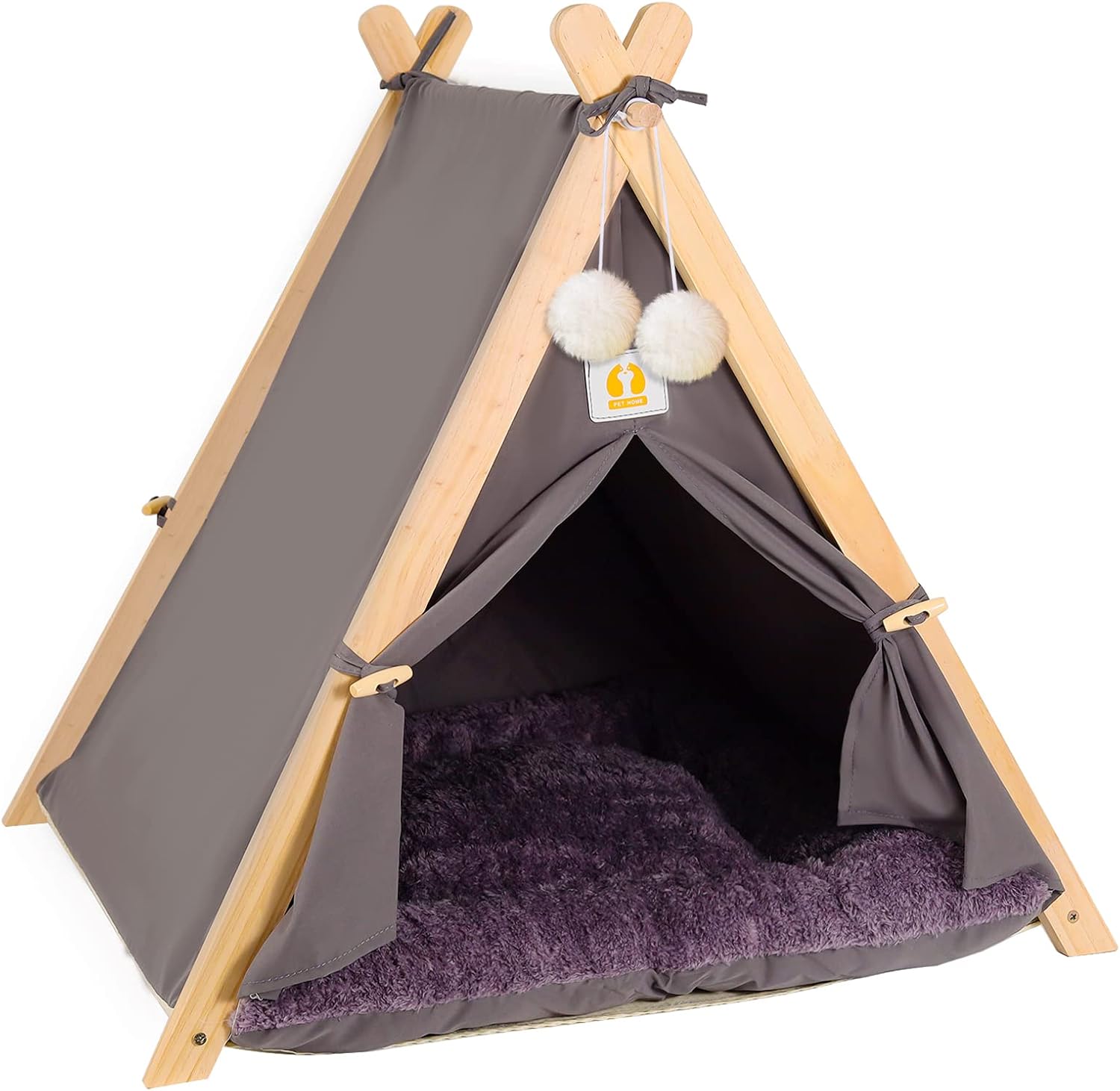 Pet Teepee Pet Tent with Thick Cushion Portable Puppy Bed for Small Dogs and Cats Folding Dogs House with Cushion for Indoor and…