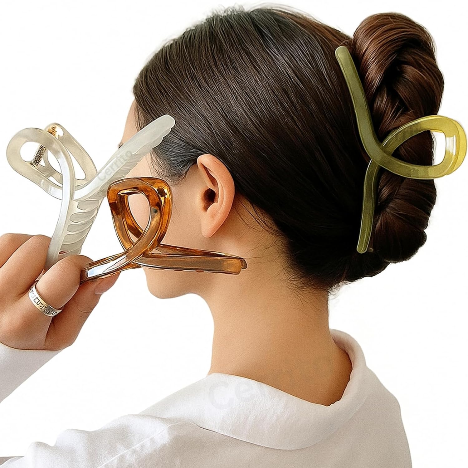 Cerrito 4 Pcs Big Hair Claw Clips, Large Clutchers for Hair, Strong Hold Nonslip Jelly Clip Hair Accessories for Women & Girls with Thick, Thin, Curly, Straight, Multicolor