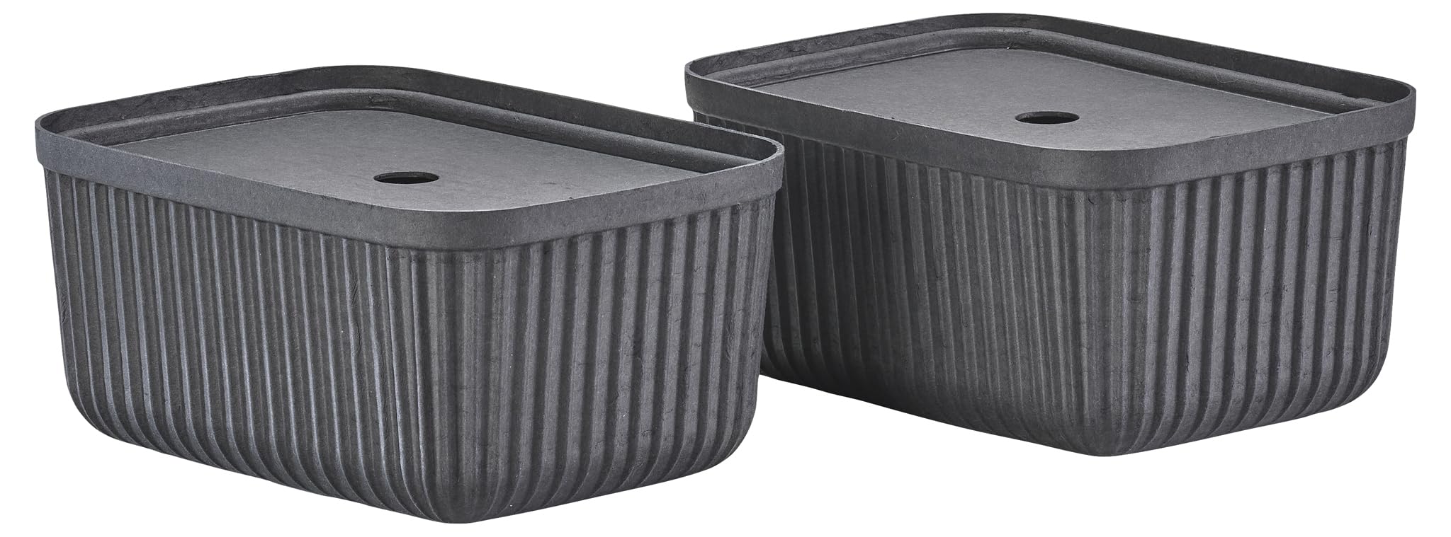 Zone Denmark Pulp Aufbewahrungsboxen mit Deckel – Boxen Aufbewahrung – Stabile Kisten aus 100% Recyclingmaterialien – 2 Stück – 32 x 23 x 15 cm – Schwarz