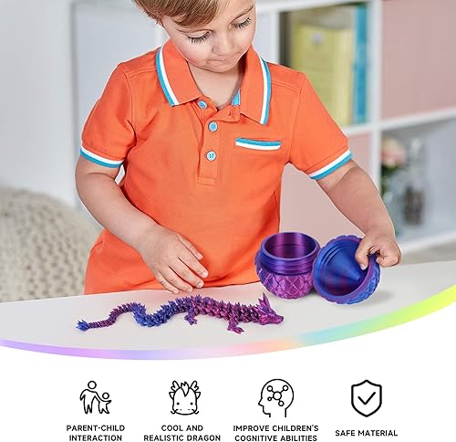 Miniatura 5 de TBOLINE Dragón impreso en 3D con huevo, gema impresa en 3D con huevo misterioso desmontable para niños y adultos, juguetes para ansiedad para