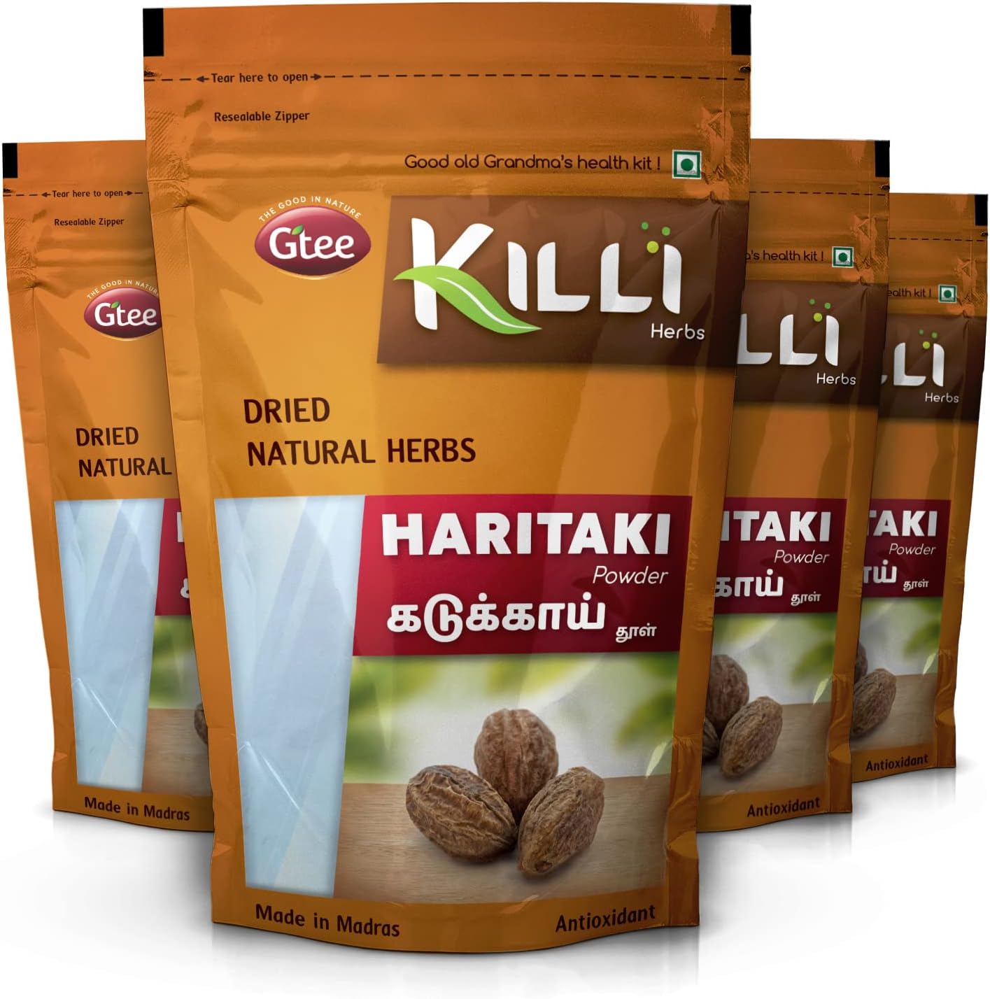 KILLI Haritaki | Kadukkai | Inknut | Karakkaya | Terminalia chebula | Harad Powder, 100g (Pack of 4)