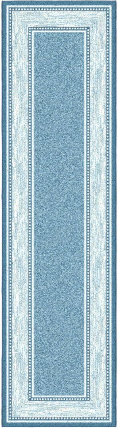 Ottomanson Hallway Runner Rug 2'7" x 9'10" Non Slip Border Area Rugs Easy to Clean Laundry Rug Runner Durable & Pet Friendly Floor Carpet Runners for Hallways Entryway Living Room Kitchen, Turquoise