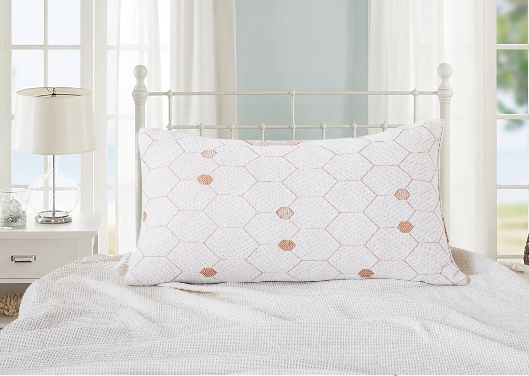 J&V TEXTILES Copper Infused Pillows for Sleeping, Cooling Shredded Memory Foam Adjustable Bed Pillow with, Removable/Washable Cover (King)