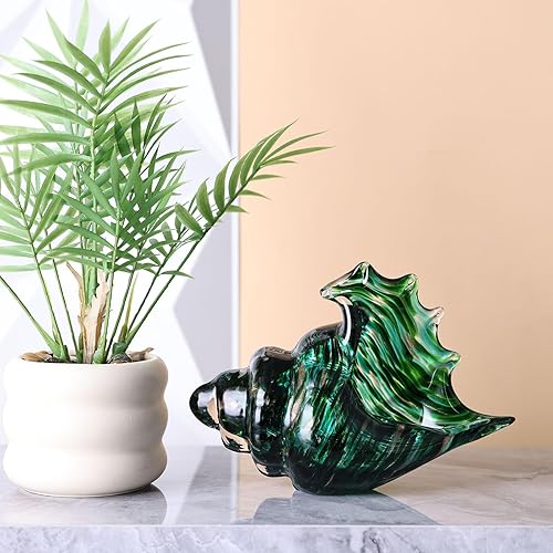 Miniatura 6 de Estatua de caracola de vidrio soplado, decoración costera para el hogar, conchas marinas, figuras artísticas de vidrio marino para decoración de