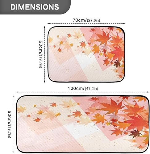 Miniatura 3 de Tapete de cocina de arce con hojas de otoño, estilo retro, lavable, antideslizante, protector de suelo decorativo