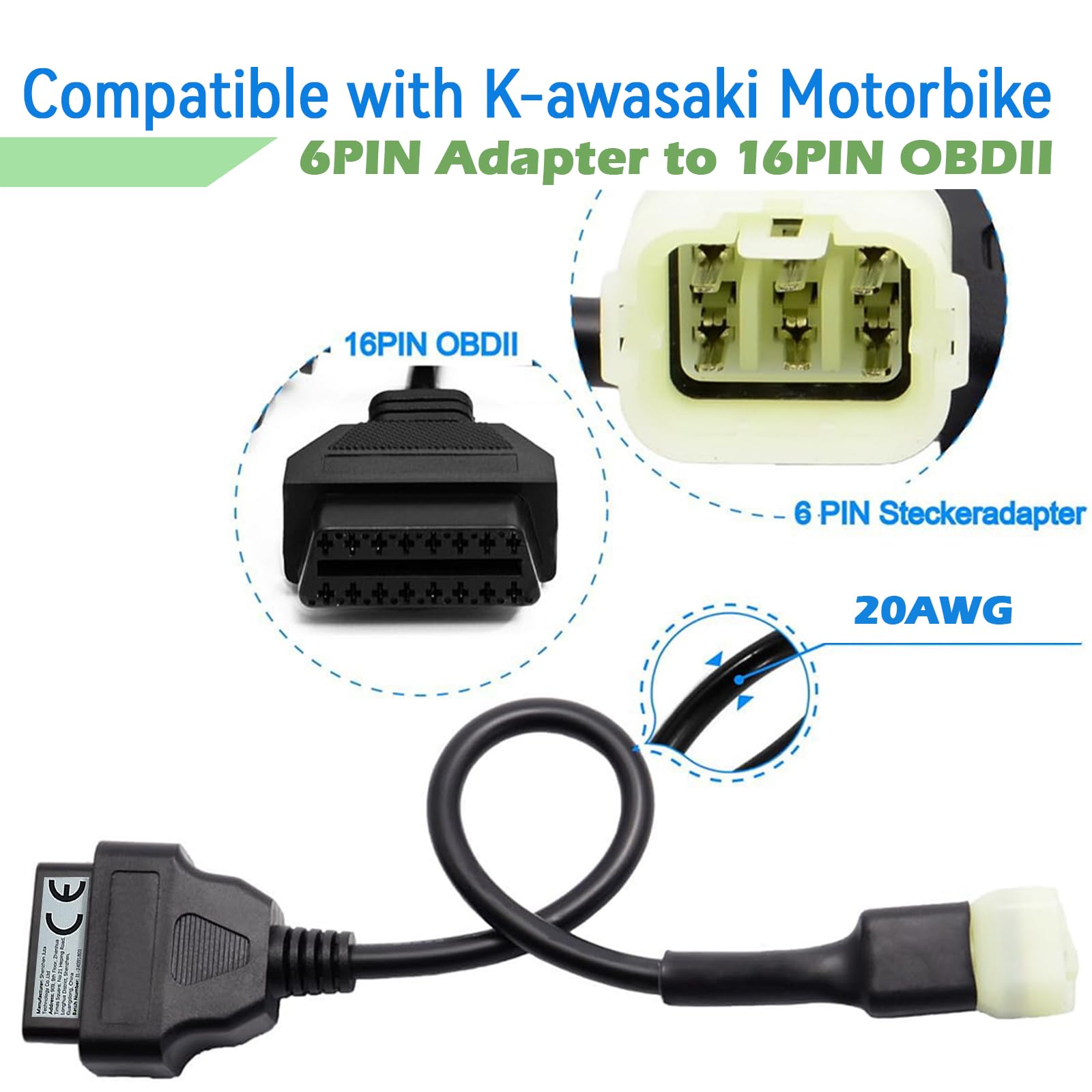Amazon.co.jp: KawasakiオートバイOBD2アダプター用、6ピンから16ピン