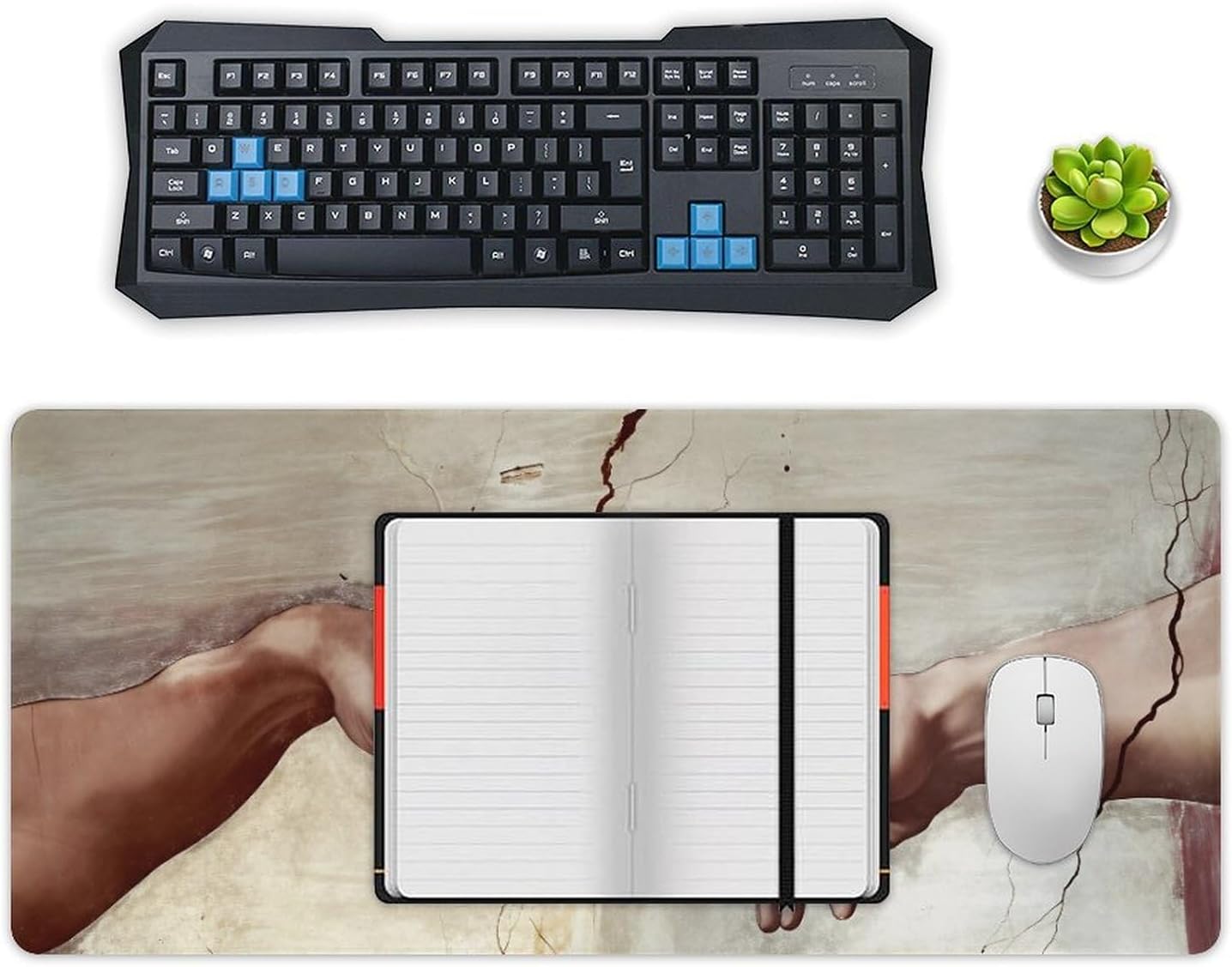 The Hand of God Extended Gaming Mouse Pad with Stitched Edges 36 * 16 * 0.07,Large Non-Slip Rubber Base Keyboard Mat,Desktop Protector for Gamer Office Home