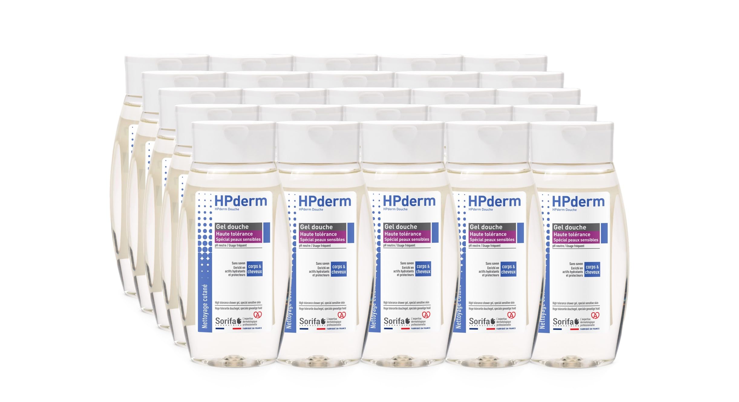 HPderm WYSOKA TOLERANCE Żel pod prysznic 2 w 1 do ciała i włosów - Specjalny dla skóry wrażliwej, skóry tatuażu, osłabione włosy - Częste używanie - pH neutralne, bez mydła - Butelka 250 ml