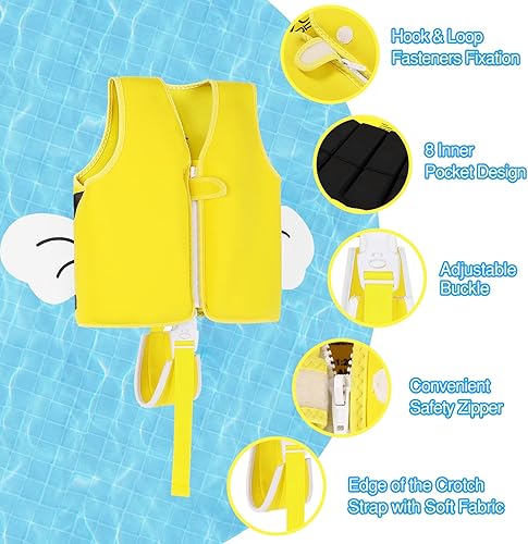Miniatura 5 de MoKo Chaleco de natación para aprendizaje de natación, lindo chaleco de natación para niños, equipo de deportes acuáticos, playa, piscina,