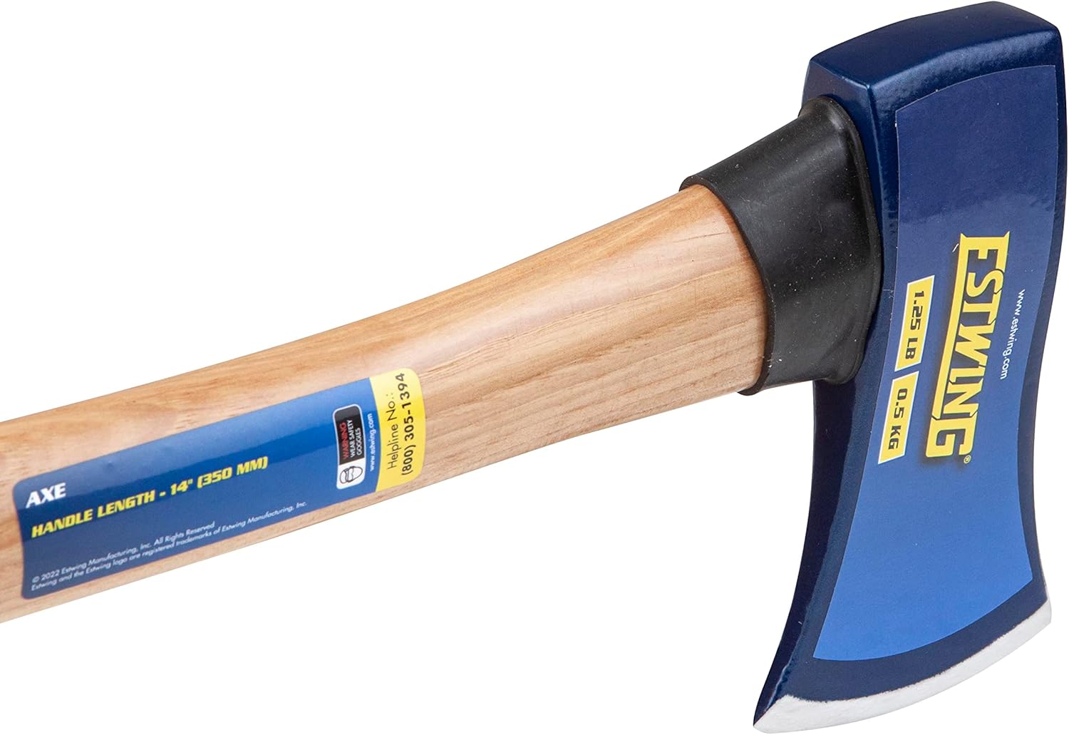 Estwing Axe, 1.25 lb Forged Head with 14-Inch Hickory Wood Handle, Hardened up to 50-55 HRC, Suitable for Cutting, Chopping, Splitting, and Shaping Wood, Model #62370