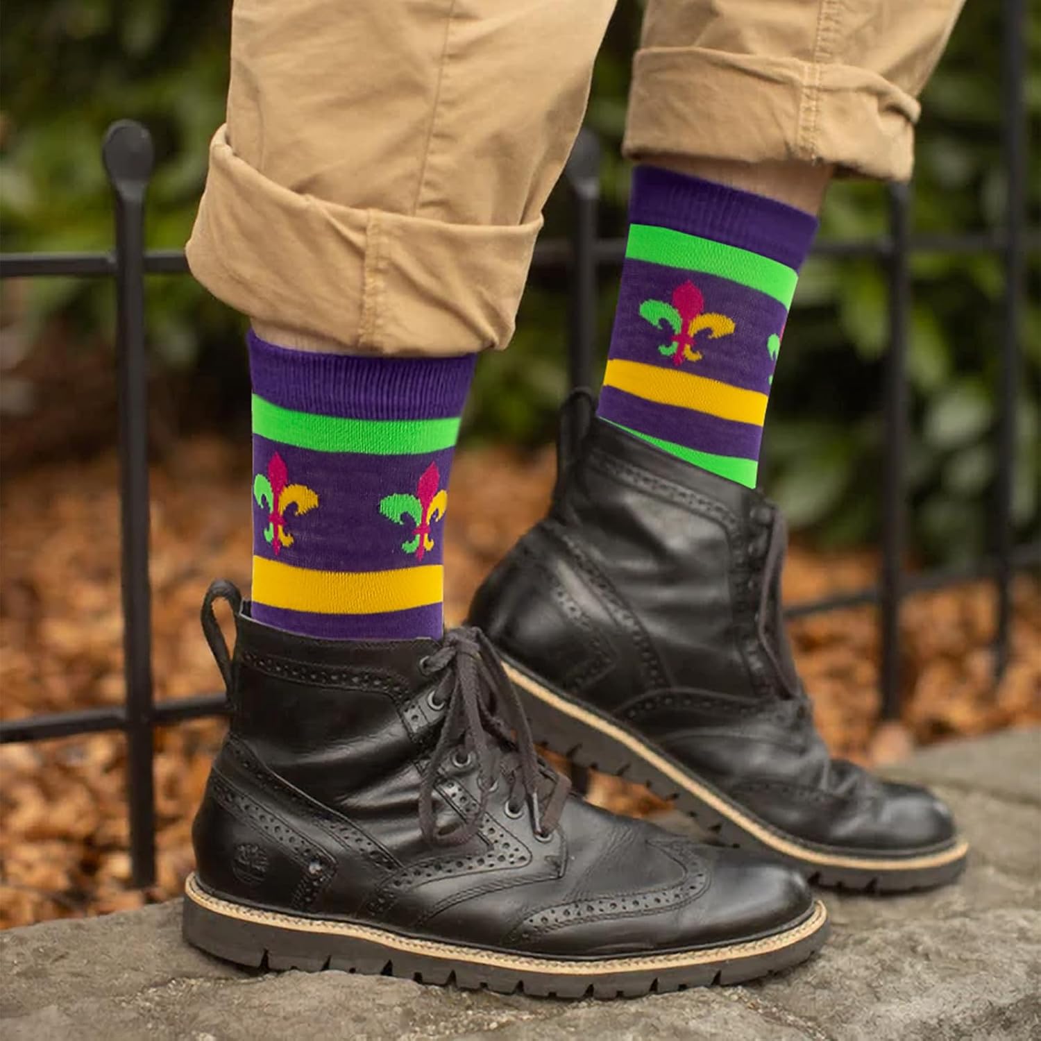 Mardi Gras Socks for Women Mens,4 pairs Knee Thigh High Socks Striped Socks, Novelty Socks Polyester Cotton Mardi Gras Dress Socks,Mardi gras gifts for Women Mens - Image 5