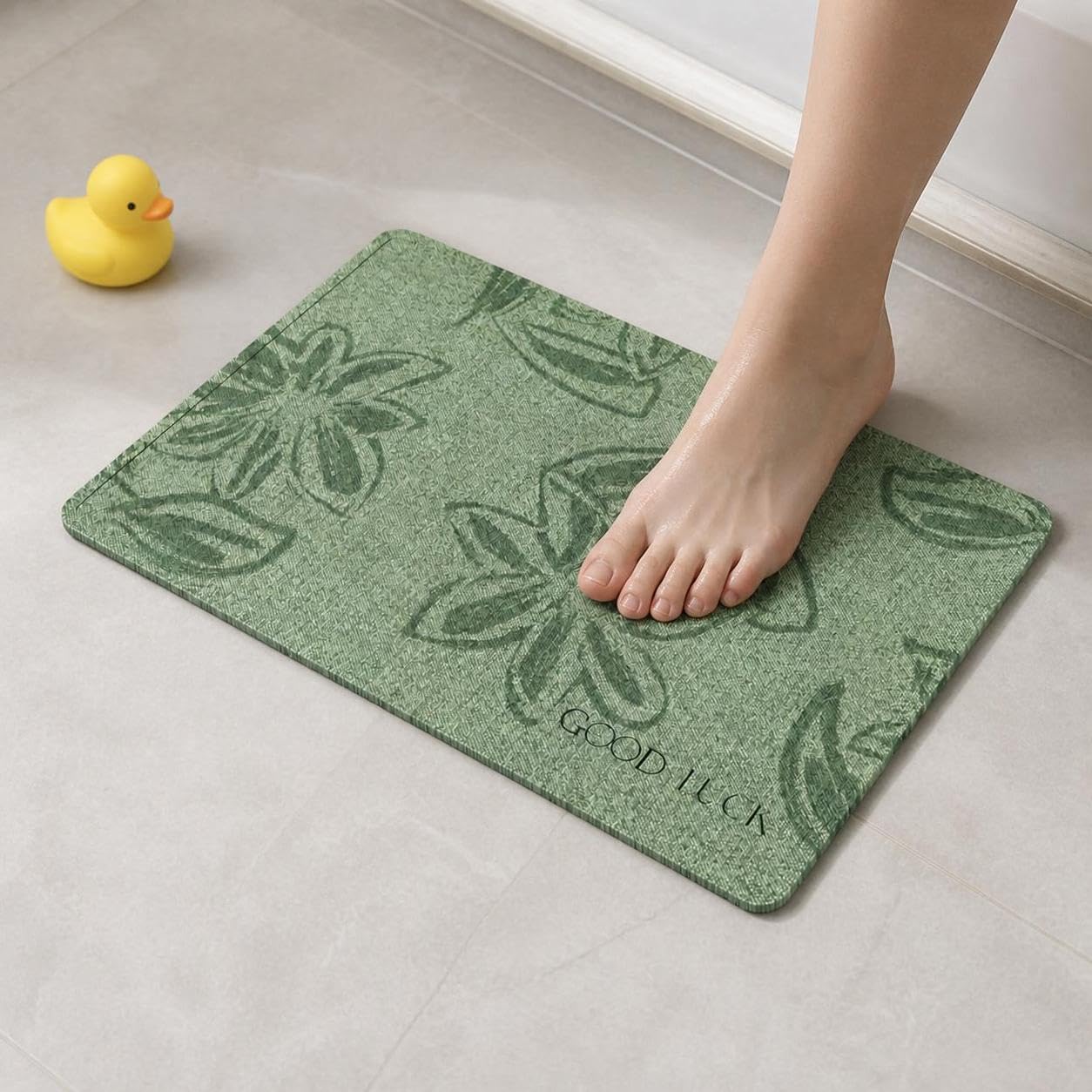 Tappeto Bagno Asciugatura Antiscivolo, 穆清, 60x90cm | Tessuto, design floreale, tessitura stereo, lavabile a mano, assorbimento acustico, per il bagno, per pavimento