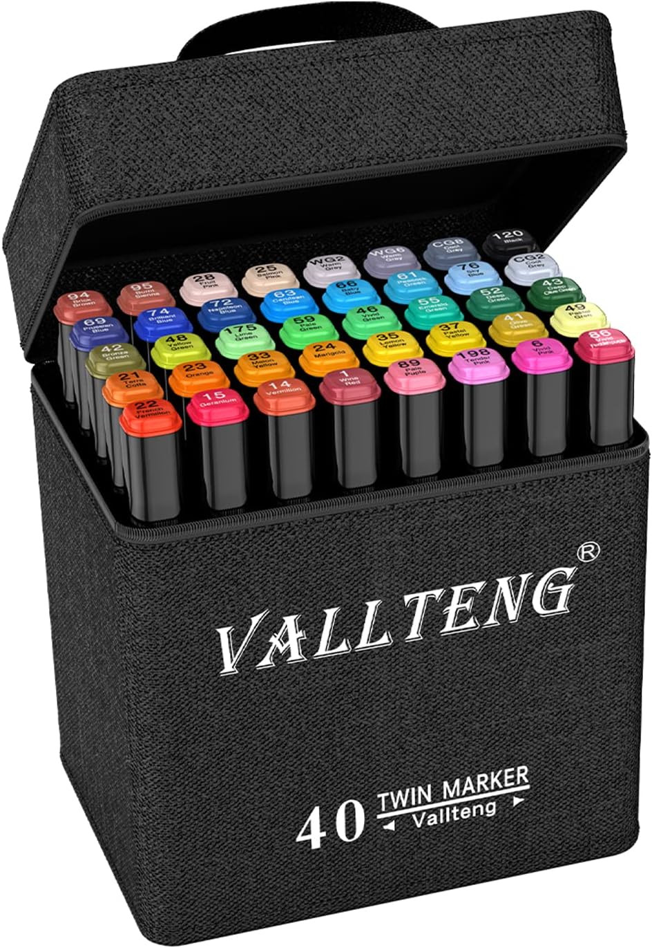 40 Colours Graphic Marker Pen,Artist Necessary Permanent Art Markers Twin Marker Pen Animation Design for Drawing Coloring Highlighting and Underlining with Carrying Case