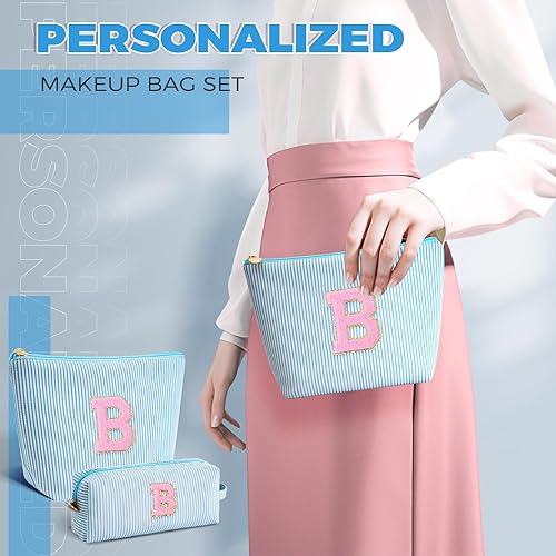 Miniatura 3 de Regalos de dama de honor, día de boda, regalos de despedida de soltera, regalos de dama de honor, juego de bolsa de maquillaje con iniciales, bolsa