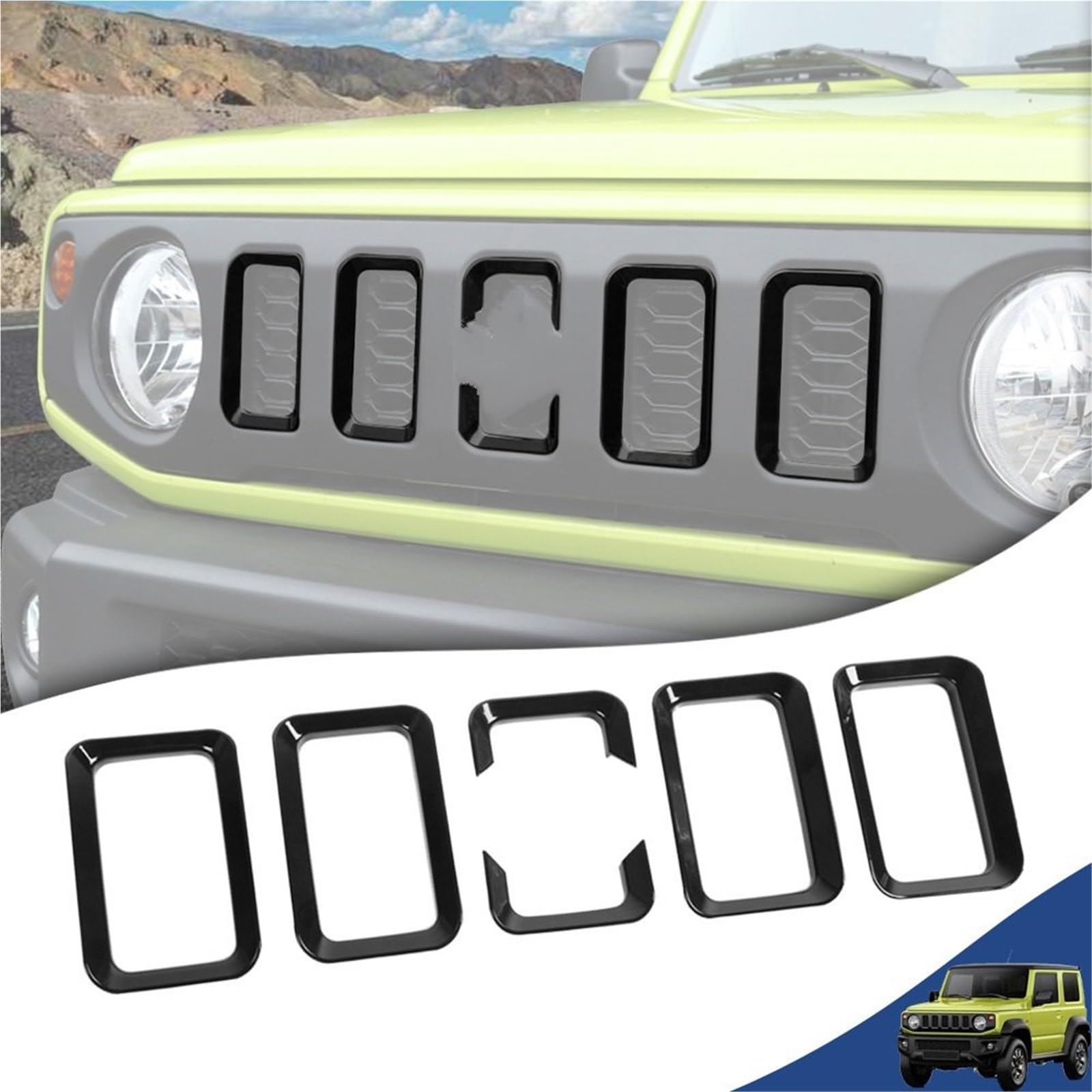 Przednia kratka wlotu powietrza do samochodu, osłona wlotu powietrza, pasuje do Suzuki Jimny JB64 JB74 2019-2023,akcesoria zewnętrzne ABS