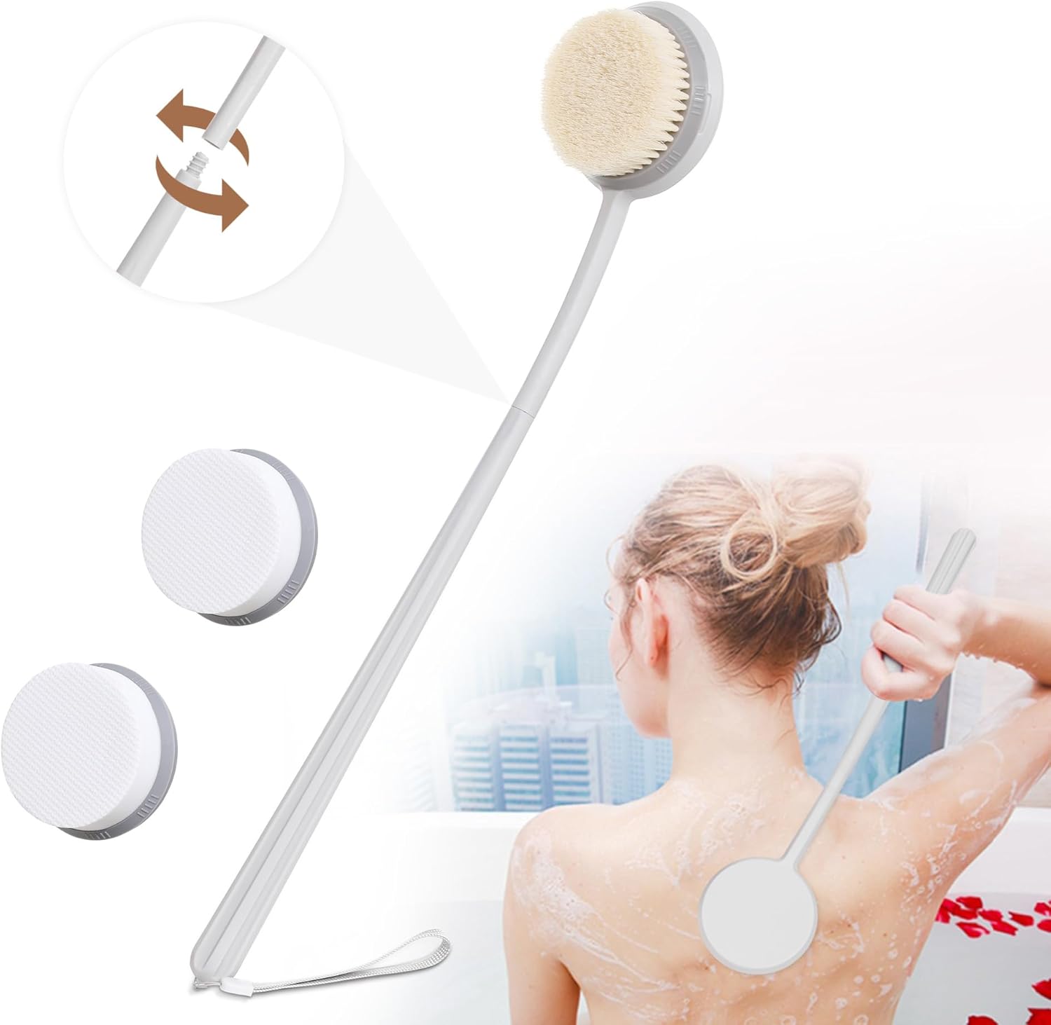 Back Scrubber for Shower in Use, 21inch Extra Long Handle Back Brush